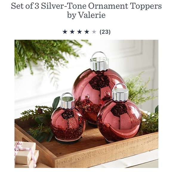 Set of Three Silver Ornament Toppers by Valerie Parr Hill - Picture 3 of 3